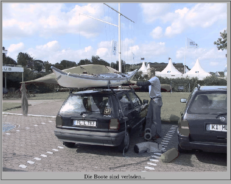 \fbox{\begin{minipage}{\imgwidth}
\includegraphics[width=\imgwidth]{images/Abfahrt.ps}
\centering{Die Boote sind verladen...}
\end{minipage} }%end fbox